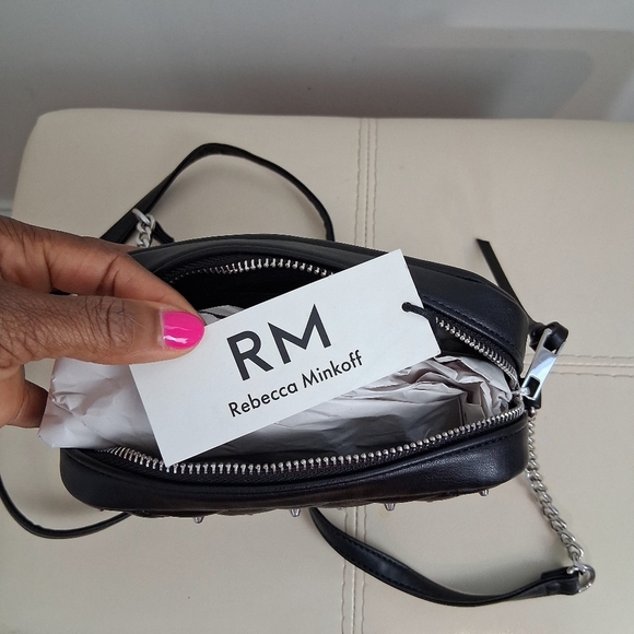 Rebecca Minkoff Black Studded Crossbody Bag Leather NWT - Picture 4 of 7